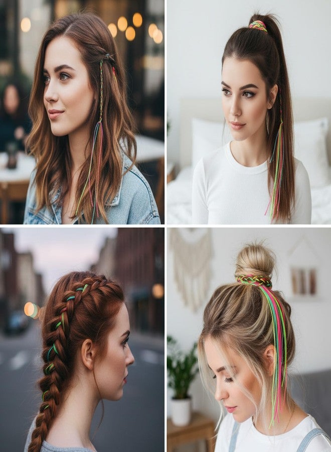 Elegaperma 120pcs Hair Strings for Braids, Hair Wrap String, Hair Ribbons for Braiding, Rainbow Braiding Hair Rope for Girls DIY Braids Ponytail Styling - Image 2